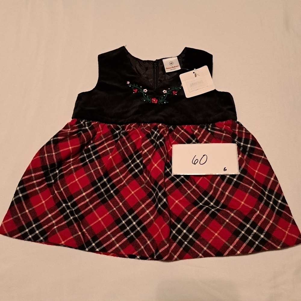 Hanna Andersson size 60 or 3-6 months plaid dress NWT